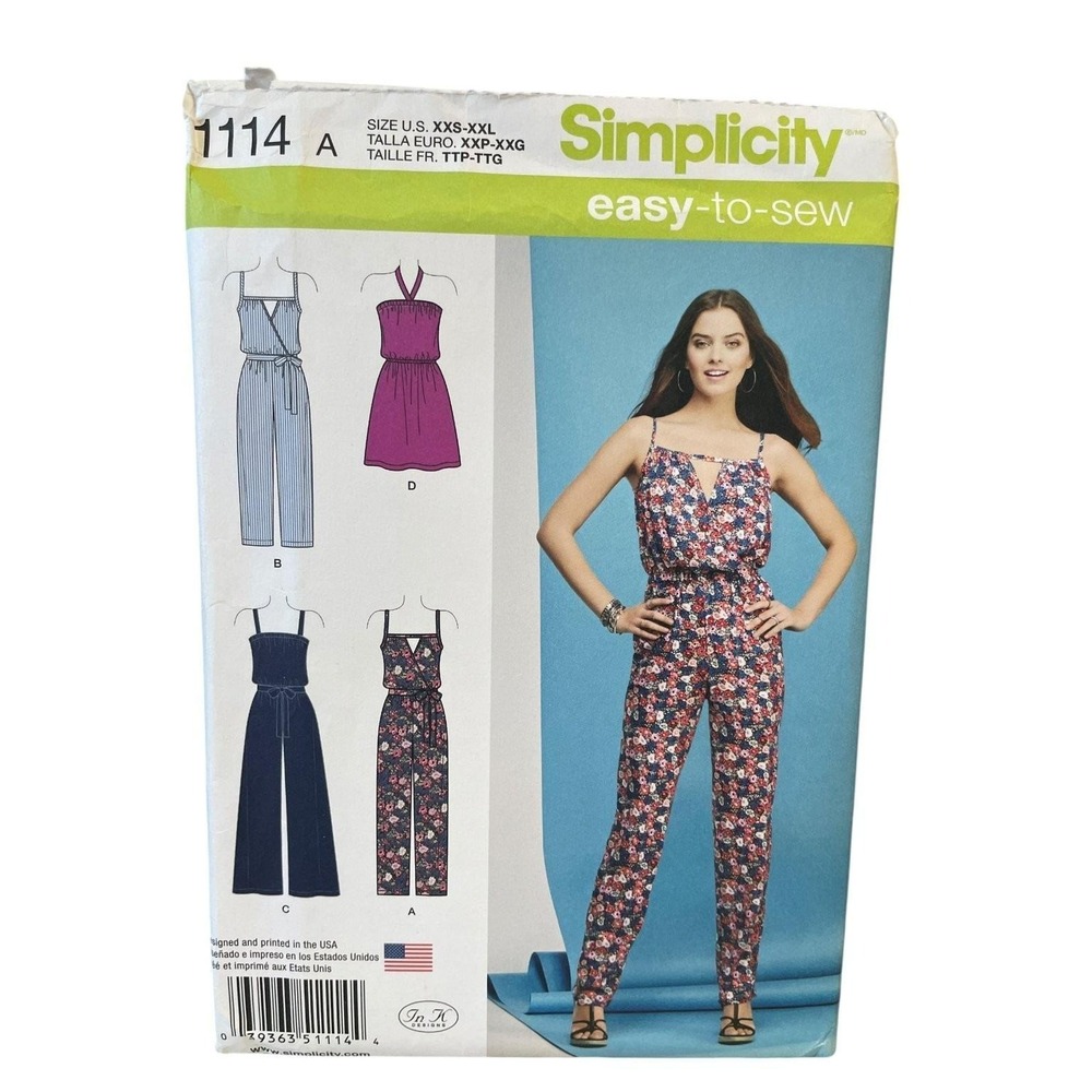 Simplicity 1114 Misses Jumpsuit‎ Dress Sewing Pattern XXS-XXL Easy-to-Sew